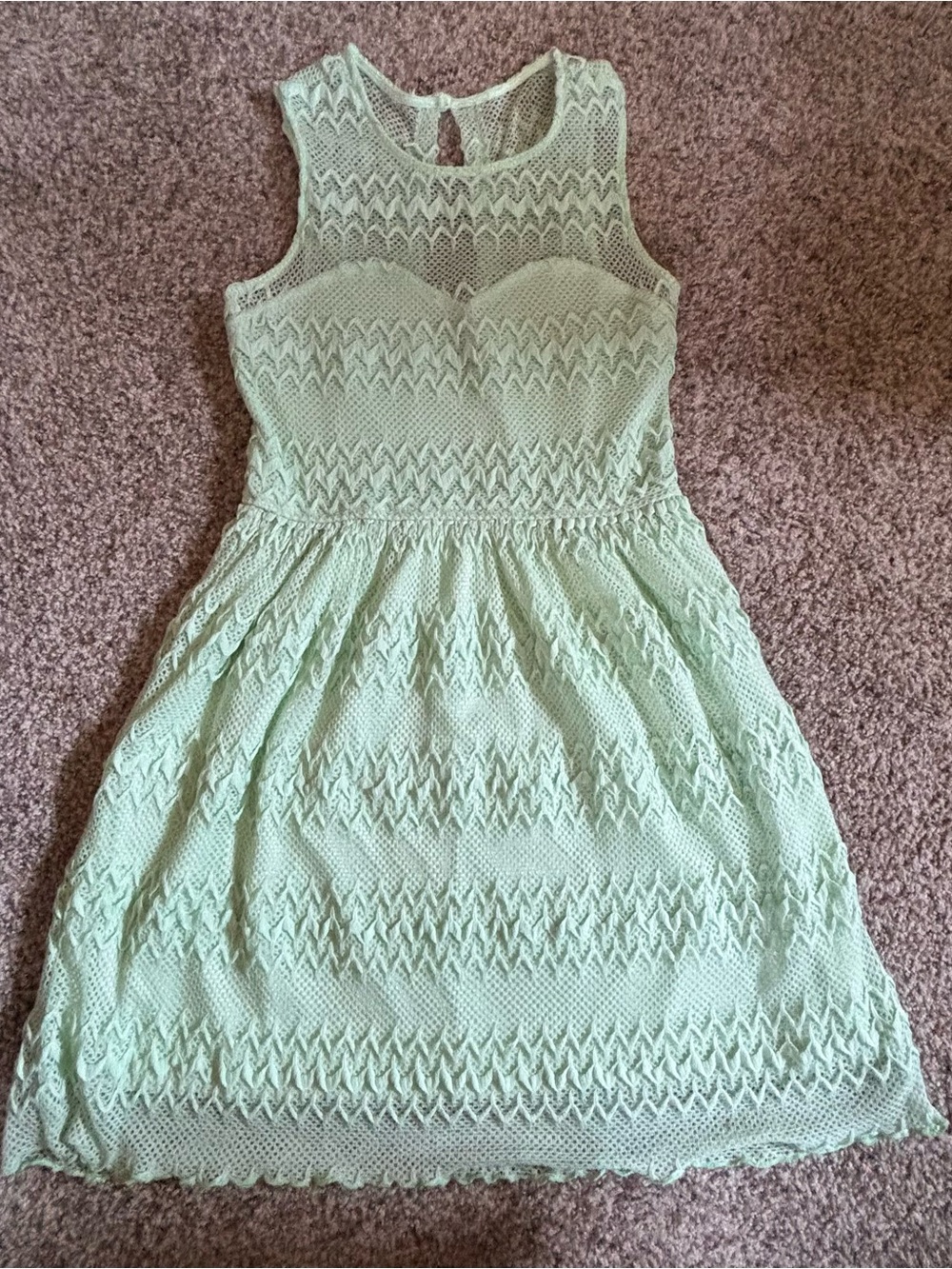 Lovely Day Sleeveless Mint Crochet Fit & Flare Dress